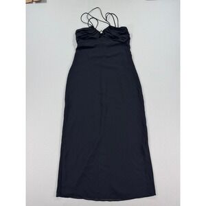 Zara Maxi Dress Women's XS Black Sleeveless Spaghetti Strap Halter Neck‎ Bodycon